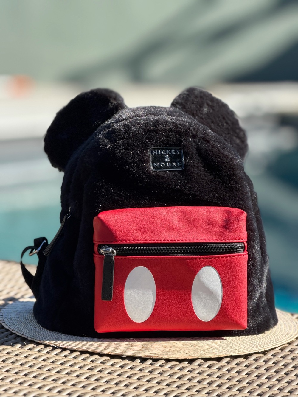 Black & Red Mickey Plush Backpack